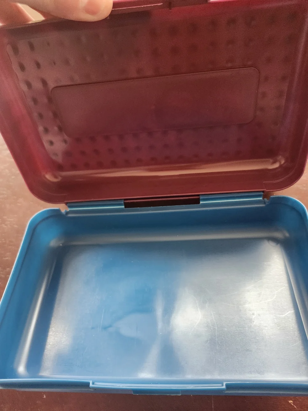 Vintage Spacemaker Pencil Box Navy/Maroon Plastic Storage Case Y2K 90s
